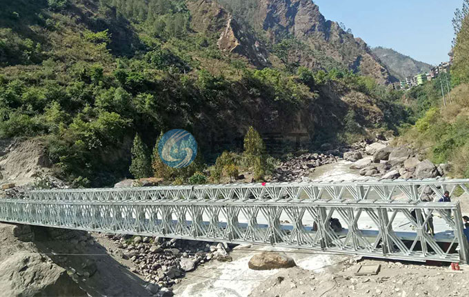 尼泊爾51米200型三單加單車道鍍鋅橋